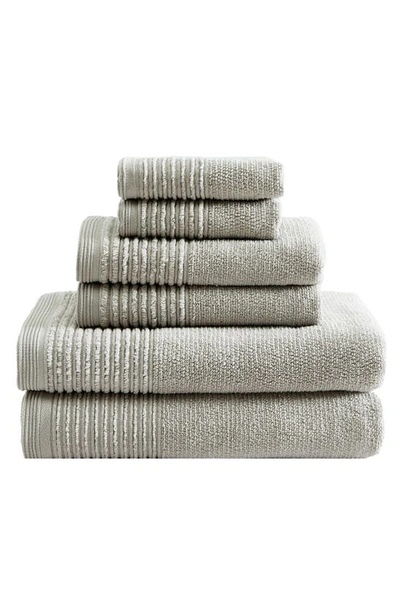 Vera Wang Sculpt Pleat Solid Bath Towel, Hand Towel & Washcloth Set In Gray