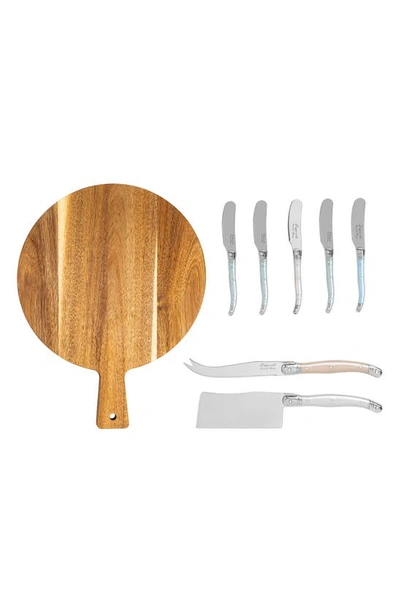 French Home Laguiole Cheese Board & Tools Set In Brown