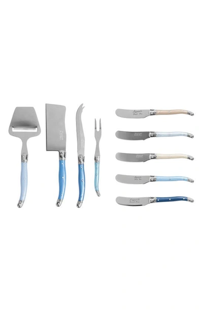 French Home 9-piece Laguiole Cheese Knife Set In Blue