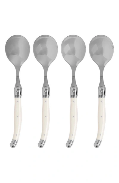 French Home Set Of 4 Soup Spoons In White