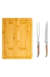 French Home Laguiole Carving Board & Tools Set In Olive Wood/ Brown