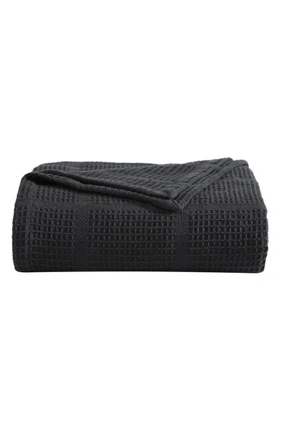 Kenneth Cole Essentials Waffle Throw Blanket In Black