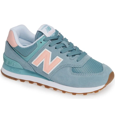 New Balance Women's Classic 574 Summer Dusk Nubuck Leather Lace Up Sneakers  In Smoke Blue | ModeSens