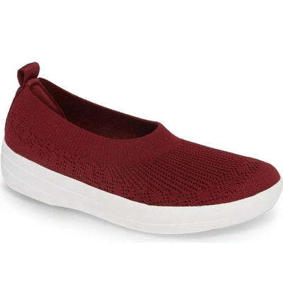 Fitflop Uberknit Ballerina Flat In Berry Fabric