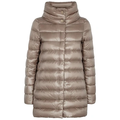 Herno Iconic Amelia Quilted Shell Coat In Taupe
