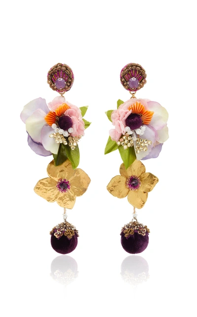 Ranjana Khan Divine Floral Gold-tone Drop Earrings In Multi