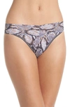 Hanky Panky Original-rise Printed Lace Thong In Grey-white