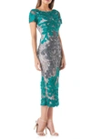 Js Collections Soutache Lace Midi Dress In Teal/ Grey
