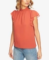 1.state Flutter Sleeve Smocked Neck Blouse In Desert Rose