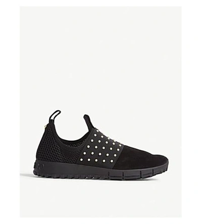 Jimmy Choo Oakland Suede Sneakers In Black/white