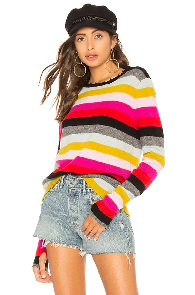 Pam & Gela Multistripe Raw Edge Wool & Cashmere Blend Sweater In Multi Stripe