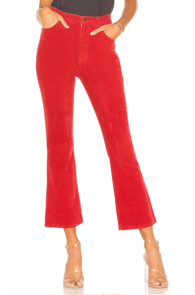 Pam & Gela Crop Slim Flare Corduroy Pant In Red. In Mineral Red