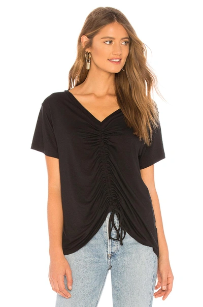 Lna Casey Ruched Drawstring Tee In Black