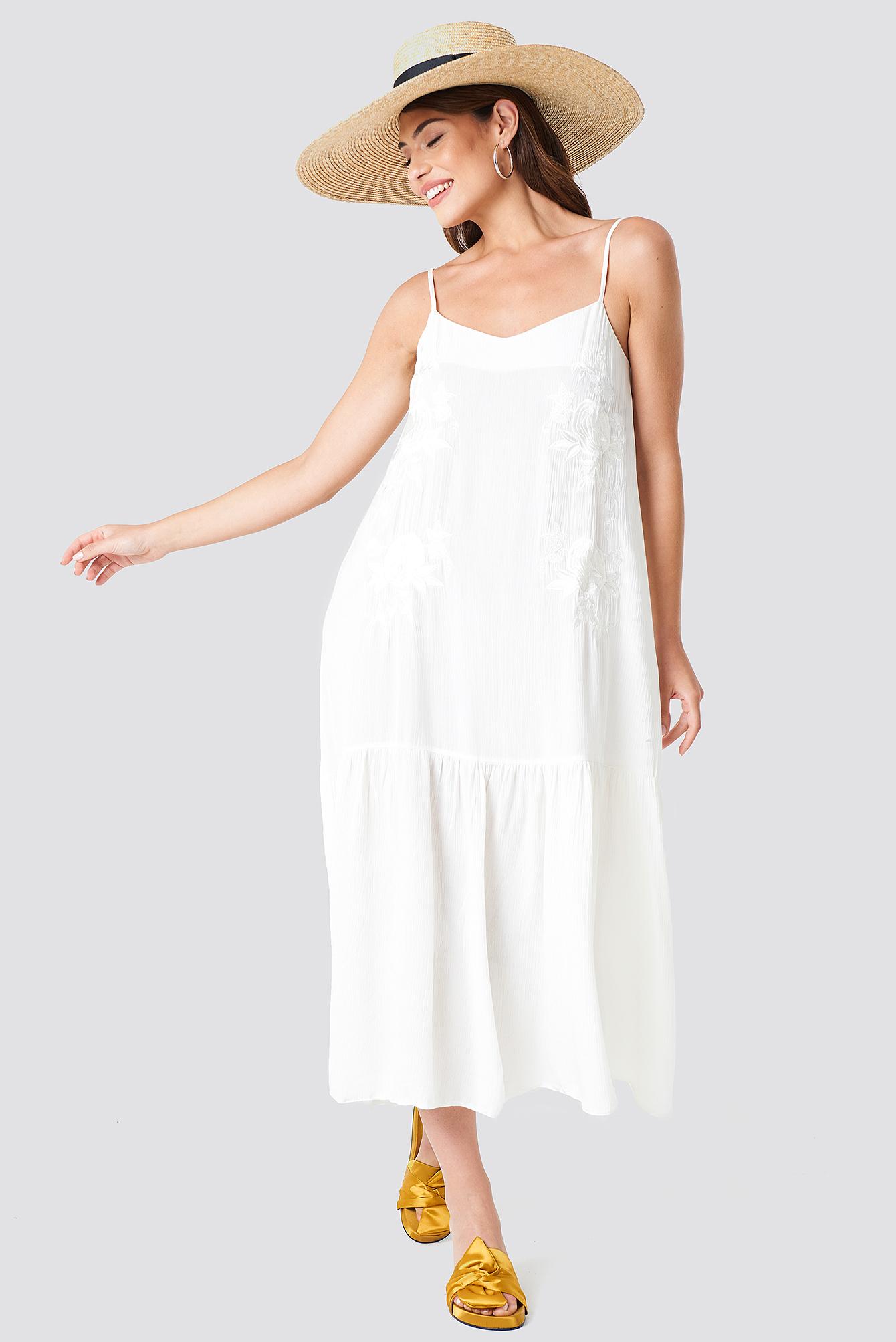 white embroidered maxi dress