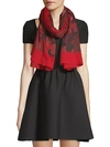 Valentino Cotton Camouflage Shawl In Red