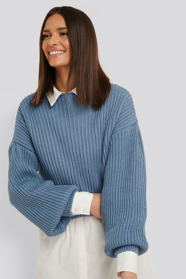 stone balloon sleeve knitted cardigan