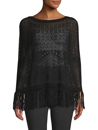 Valentino Fringed Lace Sweater In Black