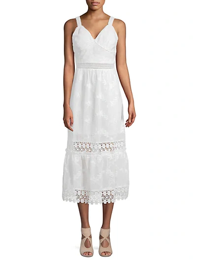 Abs By Allen Schwartz Lace-trimmed Midi Dress In Bright White