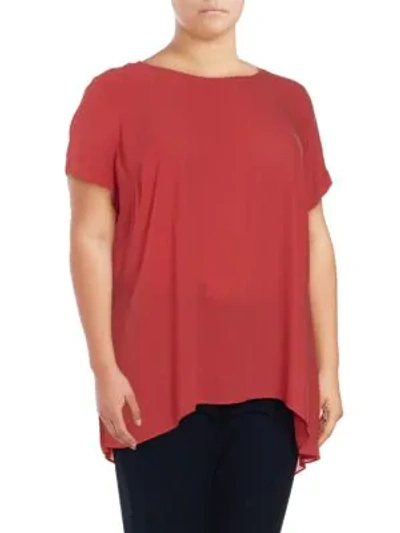Vince Camuto Plus Size Solid Hi-lo Top In Guava Fruit