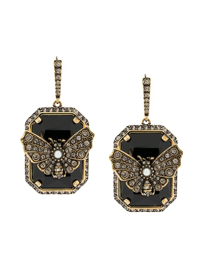 Alexander Mcqueen Jewelled Butterfly Drop Earrings In Gold