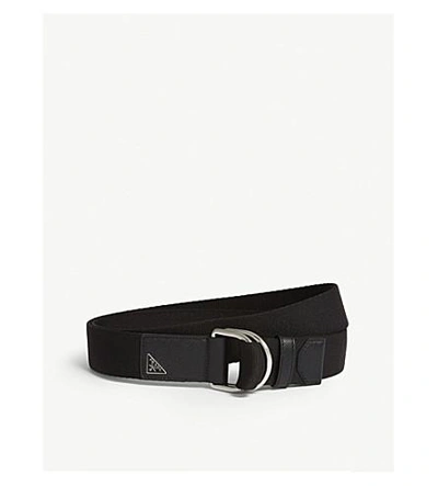 Prada Nylon Triangle Plaque Belt In Black