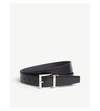 Prada Reversible Leather Belt In Black Blue
