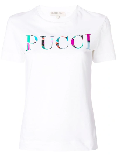 Emilio Pucci Logo Printed Cotton Jersey T-shirt In White