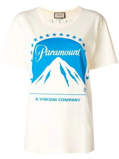 Gucci Oversize T-shirt With Paramount Logo In Neutral