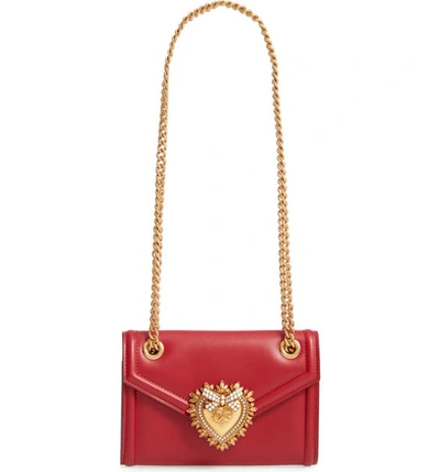 Dolce & Gabbana Micro Devotion Leather Crossbody Bag - Red