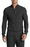 Tommy John Quarter Zip Cotton Blend Sweater In Black/ Medium Heather Grey