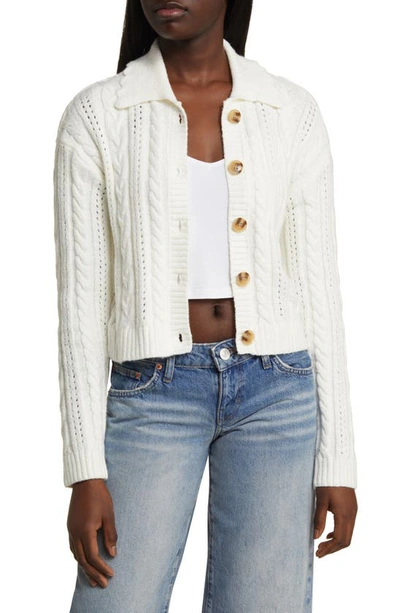 Bp. Cable Polo Cardigan In Ivory