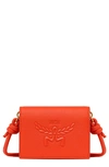 Mcm Mini Lauretos Leather Card Case In Orangeade