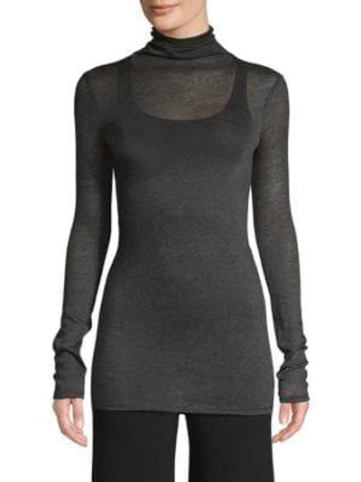 Tse X Sfa Longline Turtleneck Sweater In Grey