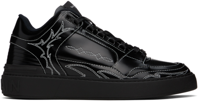 Balmain B-court Mid-top Patent-leather Sneakers In Black