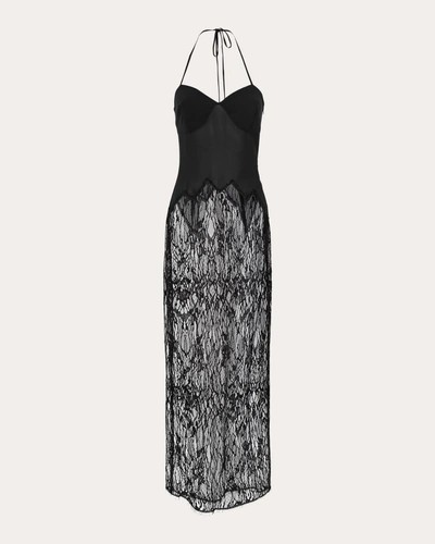 Byvarga Women's Ellie Chiffon Lace Maxi Dress In Black