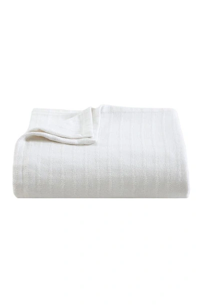 Vera Wang Ribbed 100% Cotton Blanket In White