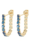 Argento Vivo Sterling Silver Tennis Chain Hoop Earrings In Gold/blue
