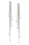 Jardin Imitation Pearl Multistrand Drop Earrings In White/ Silver