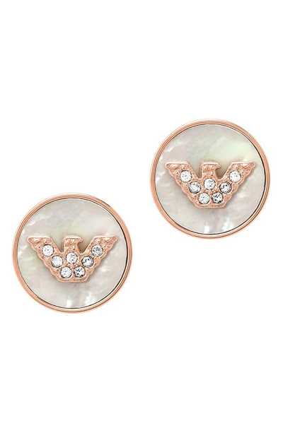 Emporio Armani Mother-of-pearl Stud Earrings In Copper