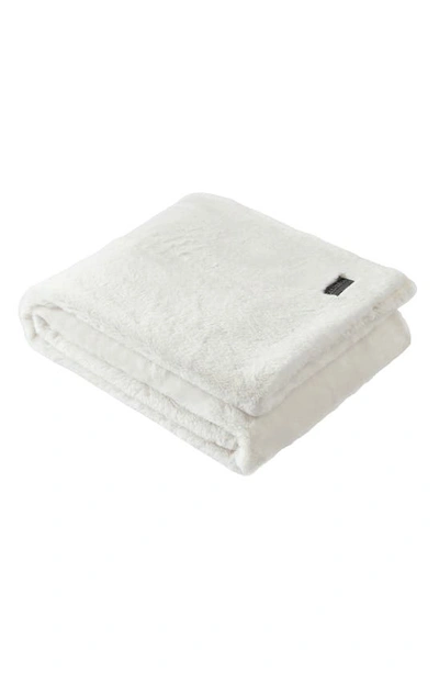 Kenneth Cole Faux Fur Reversible Throw In White