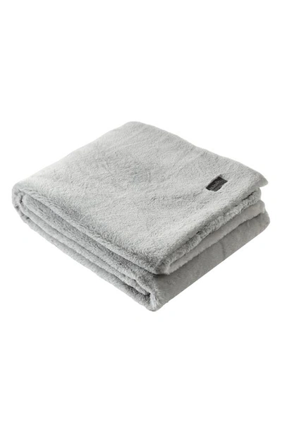Kenneth Cole Faux Fur Reversible Throw In Grey