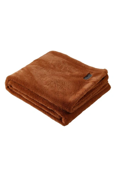 Kenneth Cole Faux Fur Reversible Throw In Orange