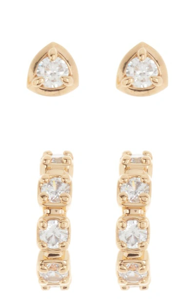 Ajoa Cubic Zirconia Mismatched Earrings In Gold