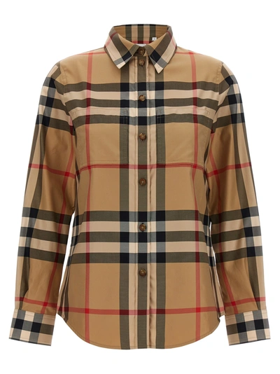 Burberry 'checkered Collared Pocket Shirt' In Beige
