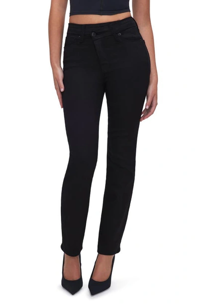 Good American Good Classic Crossover High Waist Jeans In Black001
