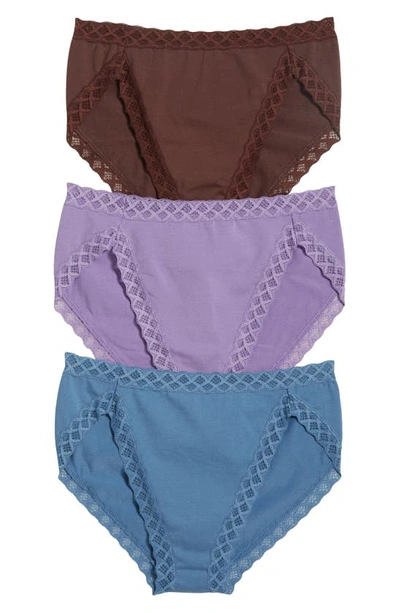 Natori Bliss 3-pack French Cut Briefs In Poolside,haze,java