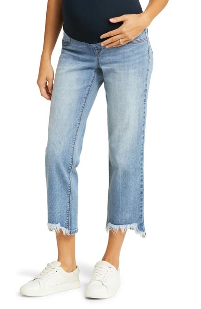 1822 Denim Over The Bump Frayed Ankle Straight Leg Maternity Jeans In Xylo