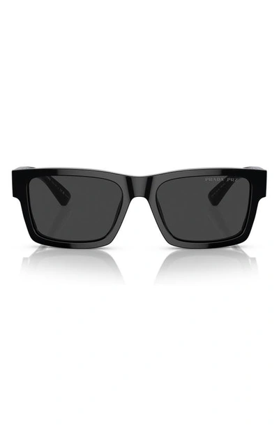 Prada 57mm Gradient Square Sunglasses In Matte Black