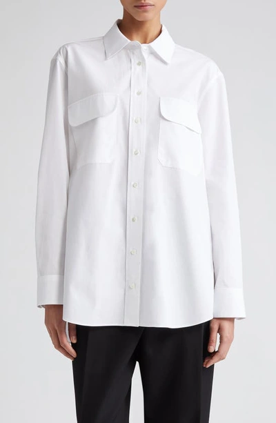 Partow Macy Cotton Button-up Shirt In White