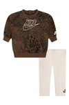 Nike "home Swoosh Home" Crew Set Baby 2-piece Set In Brown
